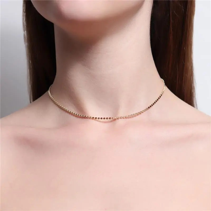 NECKLACE CHOKER MINI FLAT SPHERES