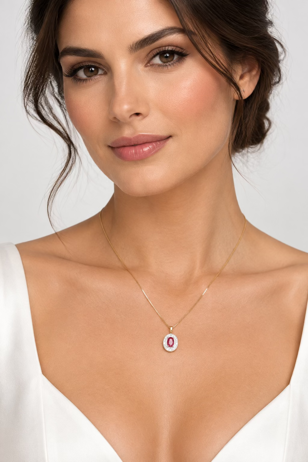EARRINGS + NECKLACE JEWELRY SET WHITE OVAL ENAMEL + CRYSTAL
