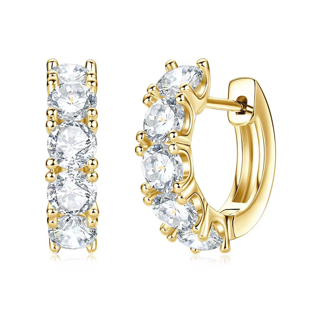 EARRING HOOPS HUGGIES MOISSANITES 4MM