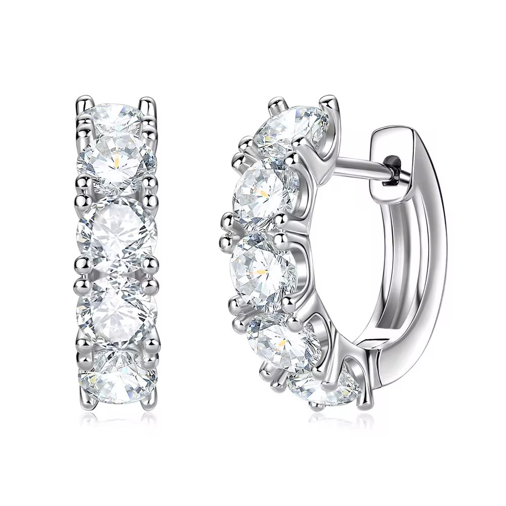 EARRING HOOPS HUGGIES MOISSANITES 4MM