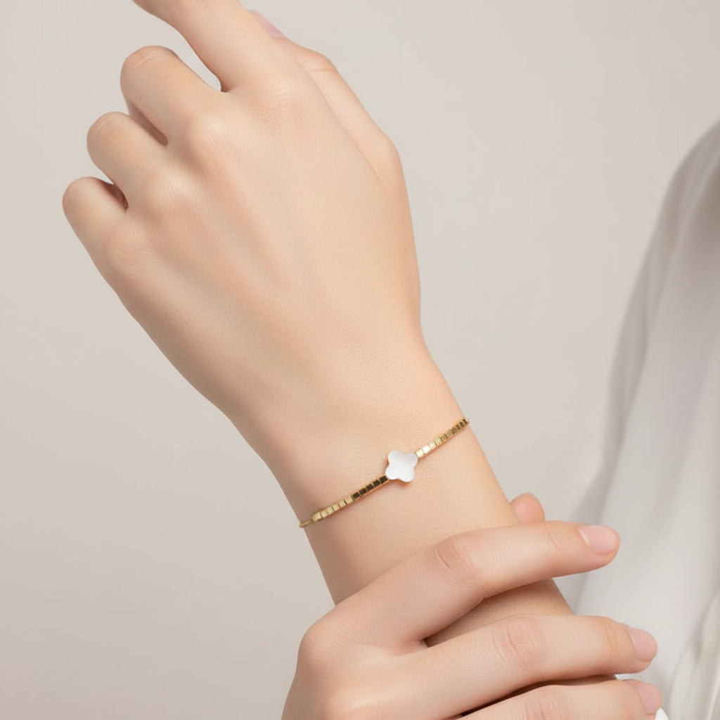 BRACELET MINI TUBES CLOVER MOTHER OF PEARL