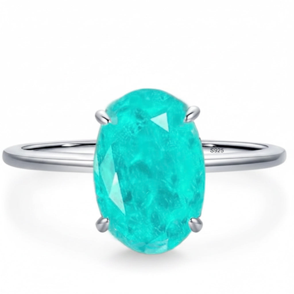RING SOLITAIRE OVAL PARAÍBA FUSION CRYSTAL SILVER925