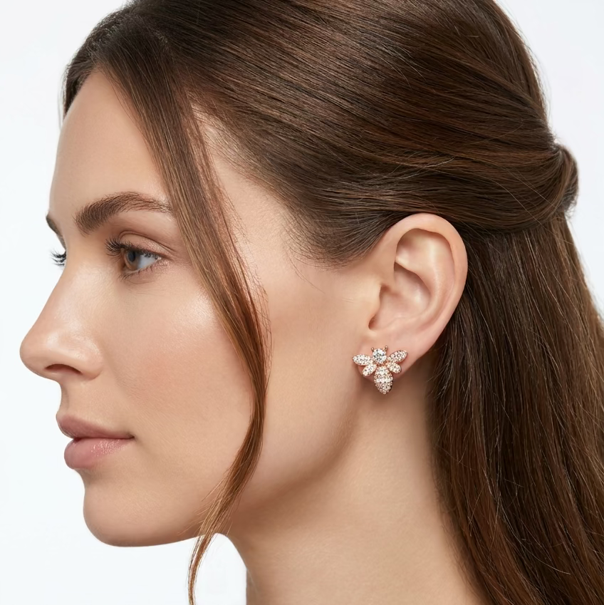 EARRING STUDS BEE WITH CRYSTALS