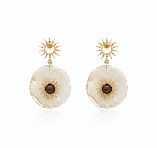EARRINGS SUN IVORY RESIN