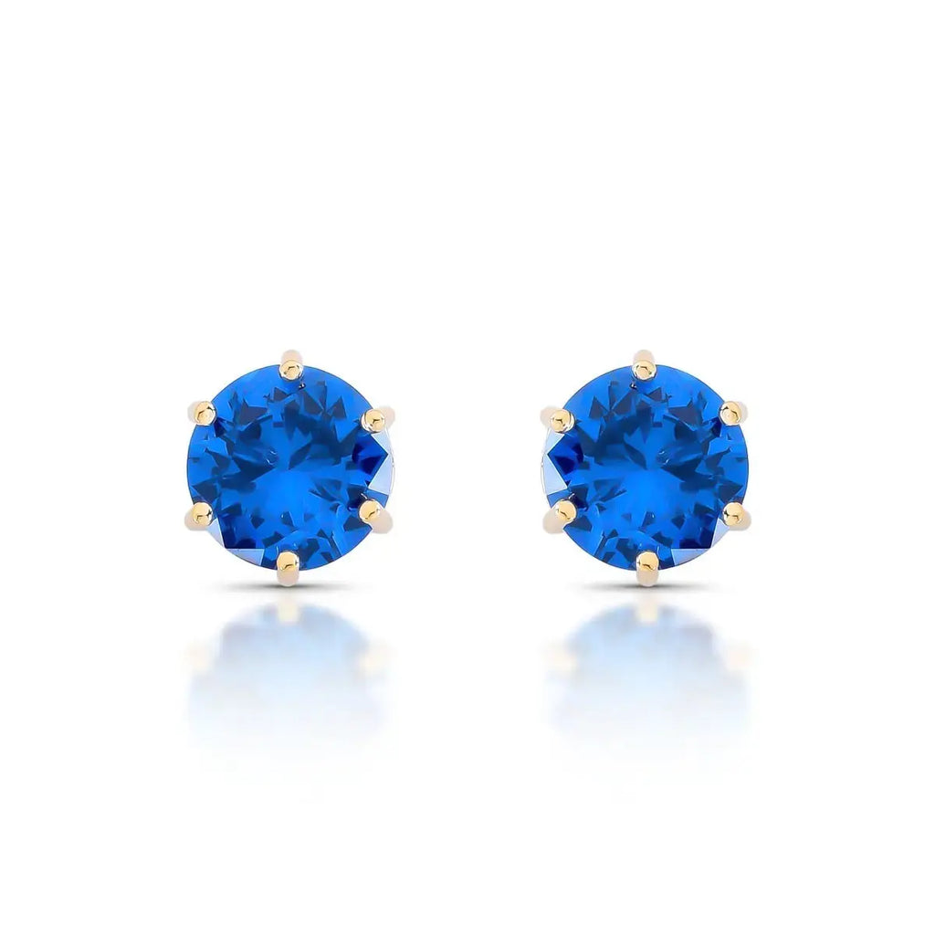 EARRING STUDS BLUE SAPPHIRE CUBIC ZIRCONIA 11MM