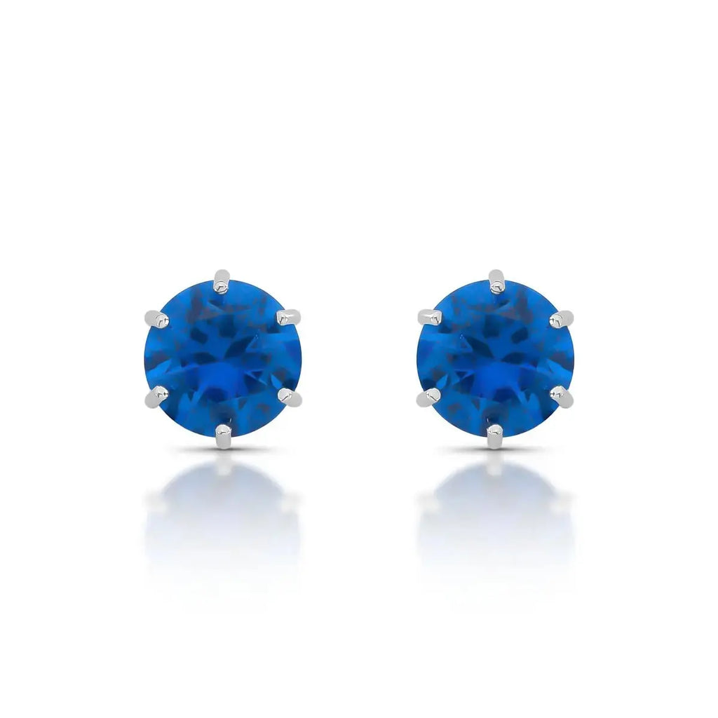 EARRING STUDS BLUE SAPPHIRE CUBIC ZIRCONIA 11MM