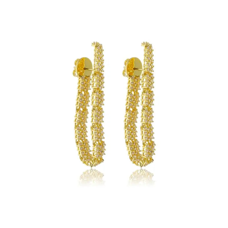 EARRINGS EARJACKET STUDDED CUBIC ZIRCONIA