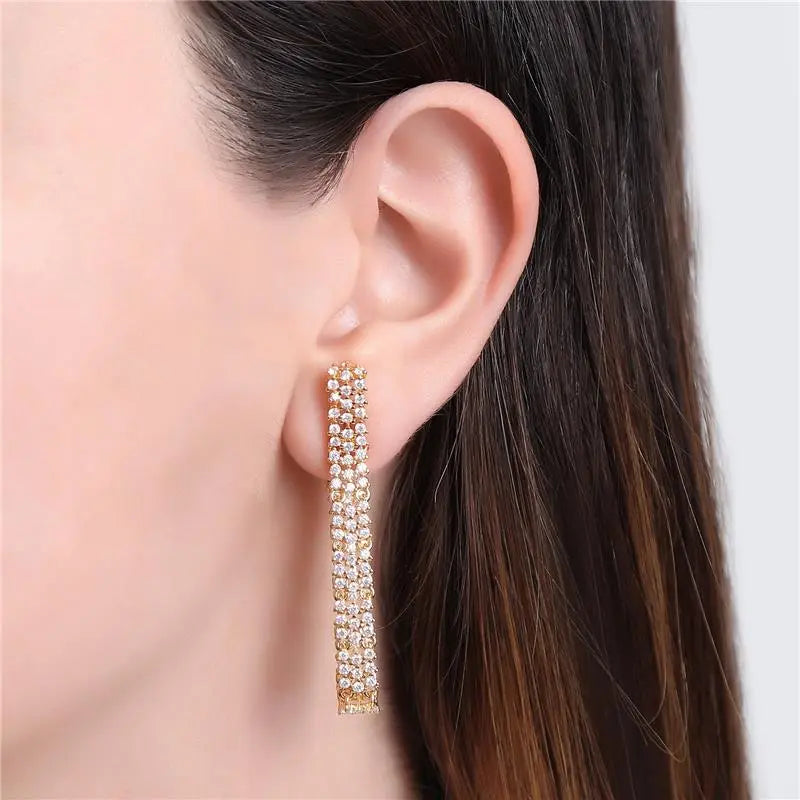 EARRINGS EAR JACKET STUDDED CUBIC ZIRCONIA