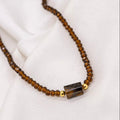 NECKLACE BROWN CRYSTALS WITH TIGER EYE STONE