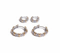EARRING HOOPS HUGGIES X DUO PLATED WITH CUBIC ZIRCONIA