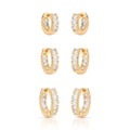 EARRING HOOPS TRIO SQUARE BAGUETTE CUBIC ZIRCONIA