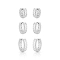 EARRING HOOPS TRIO SQUARE BAGUETTE CUBIC ZIRCONIA