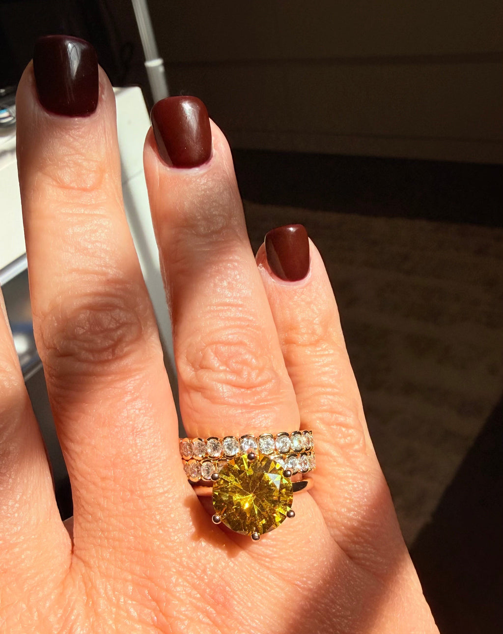 RING YELLOW CITRINE CUBIC ZIRCONIA 11MM