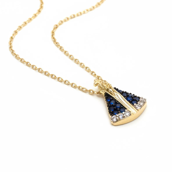 NECKLACE OUR LADY APARECIDA BLUE CRYSTALS