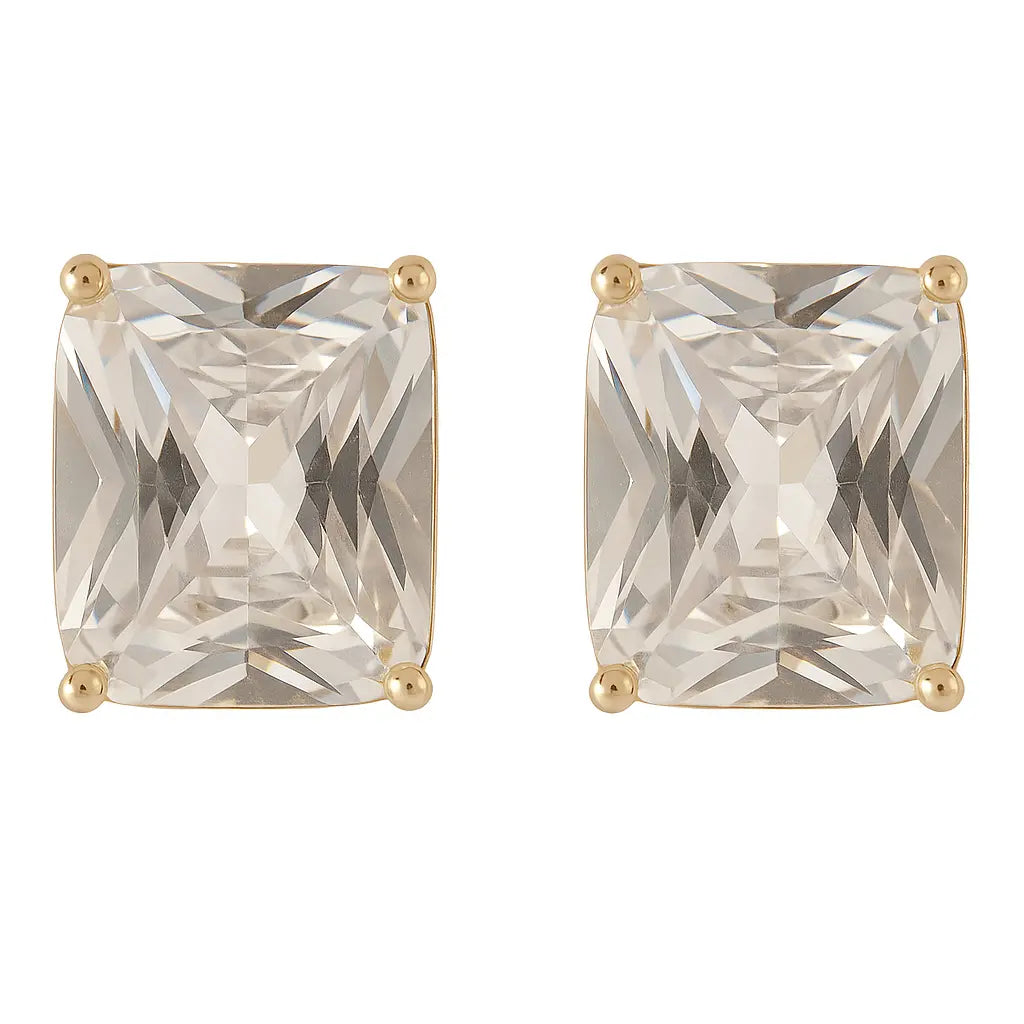 EARRINGS RECTANGLE CUBIC ZIRCONIA 12x9mm