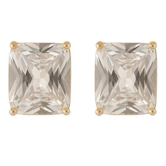 EARRINGS RECTANGLE CUBIC ZIRCONIA 12x9mm