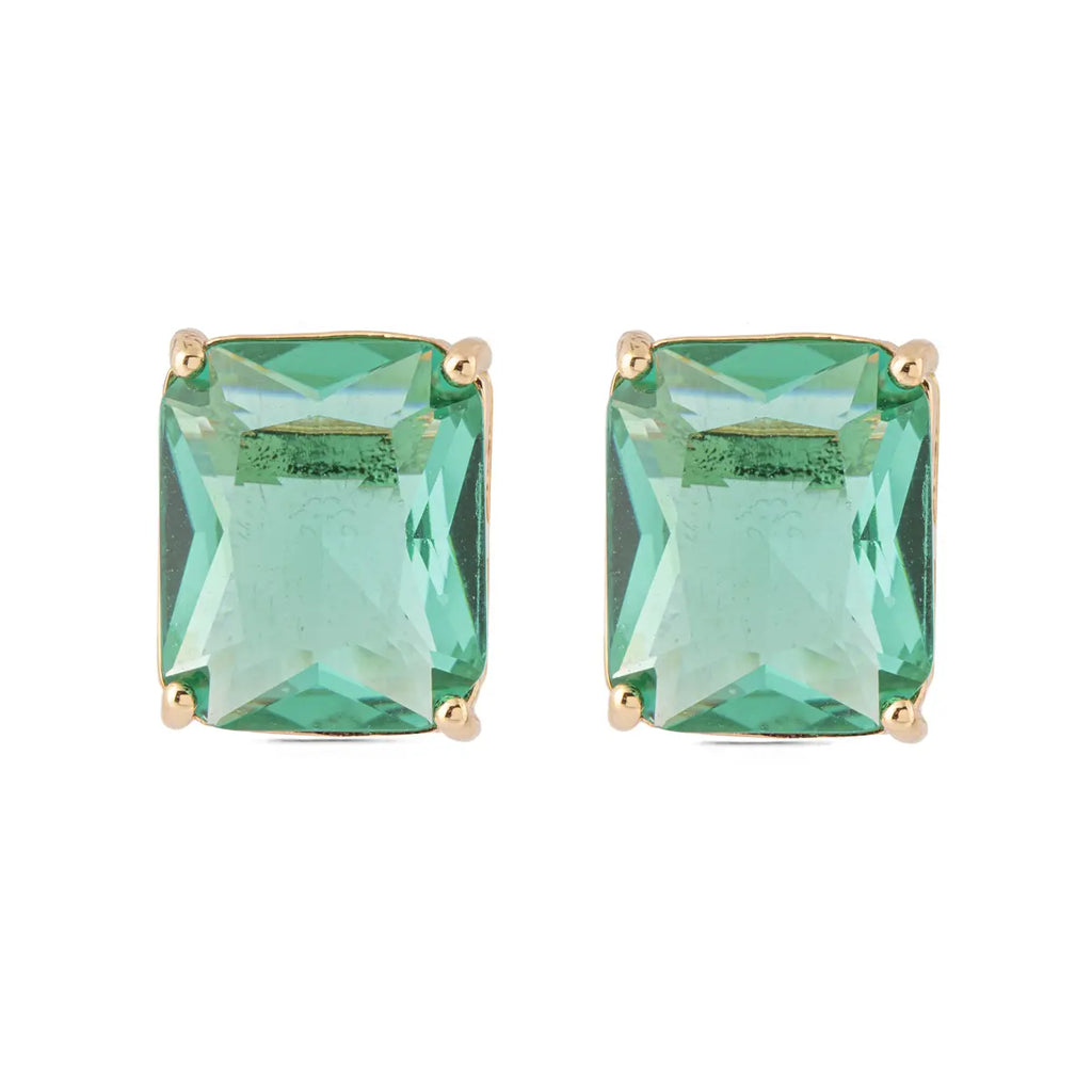 EARRINGS RECTANGLE CUBIC ZIRCONIA 12x9mm