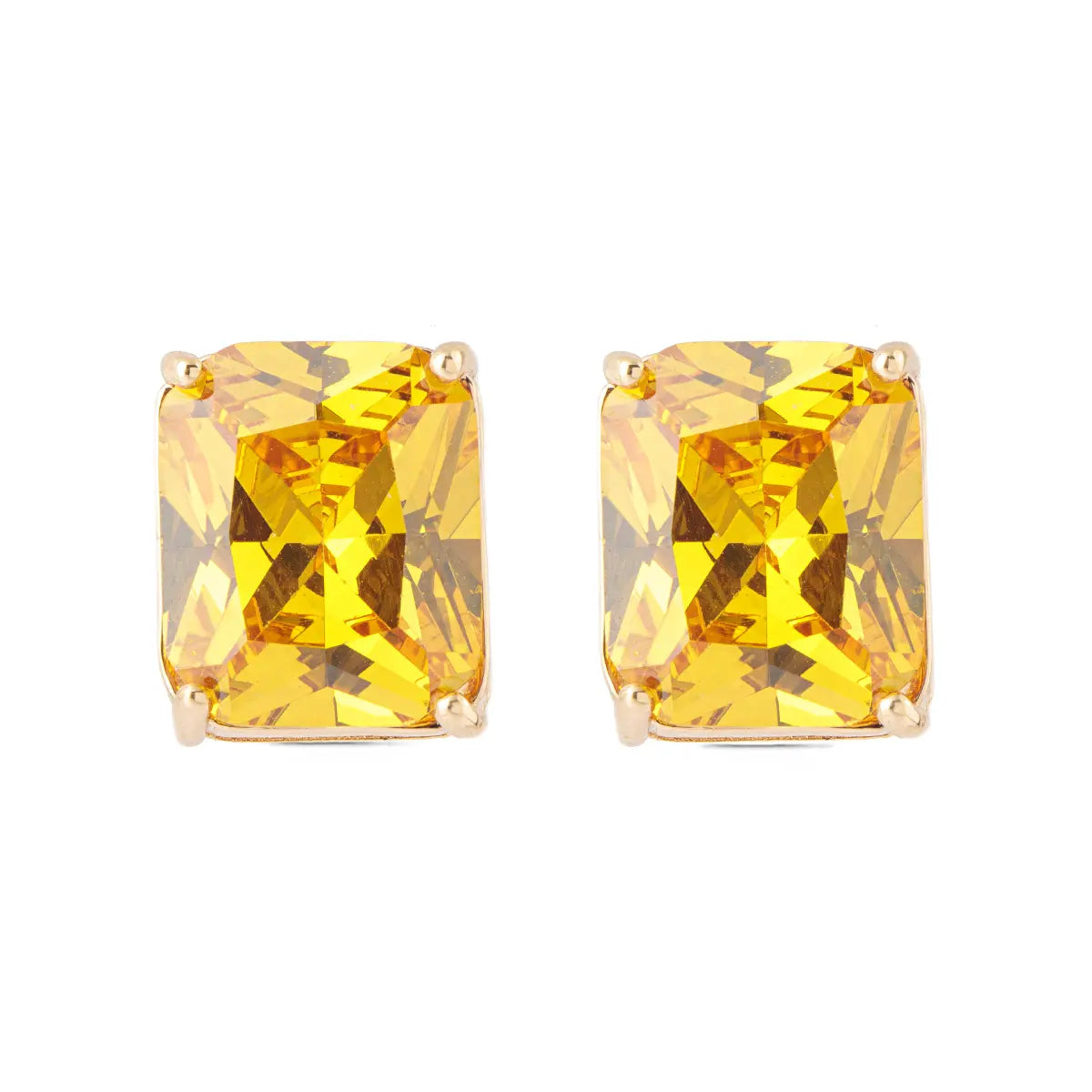 EARRINGS RECTANGLE CUBIC ZIRCONIA 12x9mm