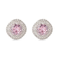 EARRINGS PINK CRYSTAL CENTER STUDDED CUBIC ZIRCONIA