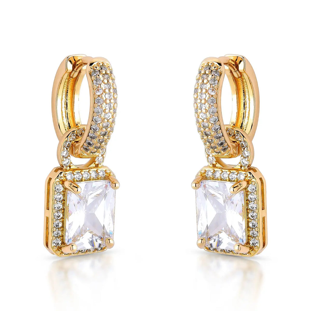 EARRING HOOPS SQUARE CUBIC ZIRCONIA
