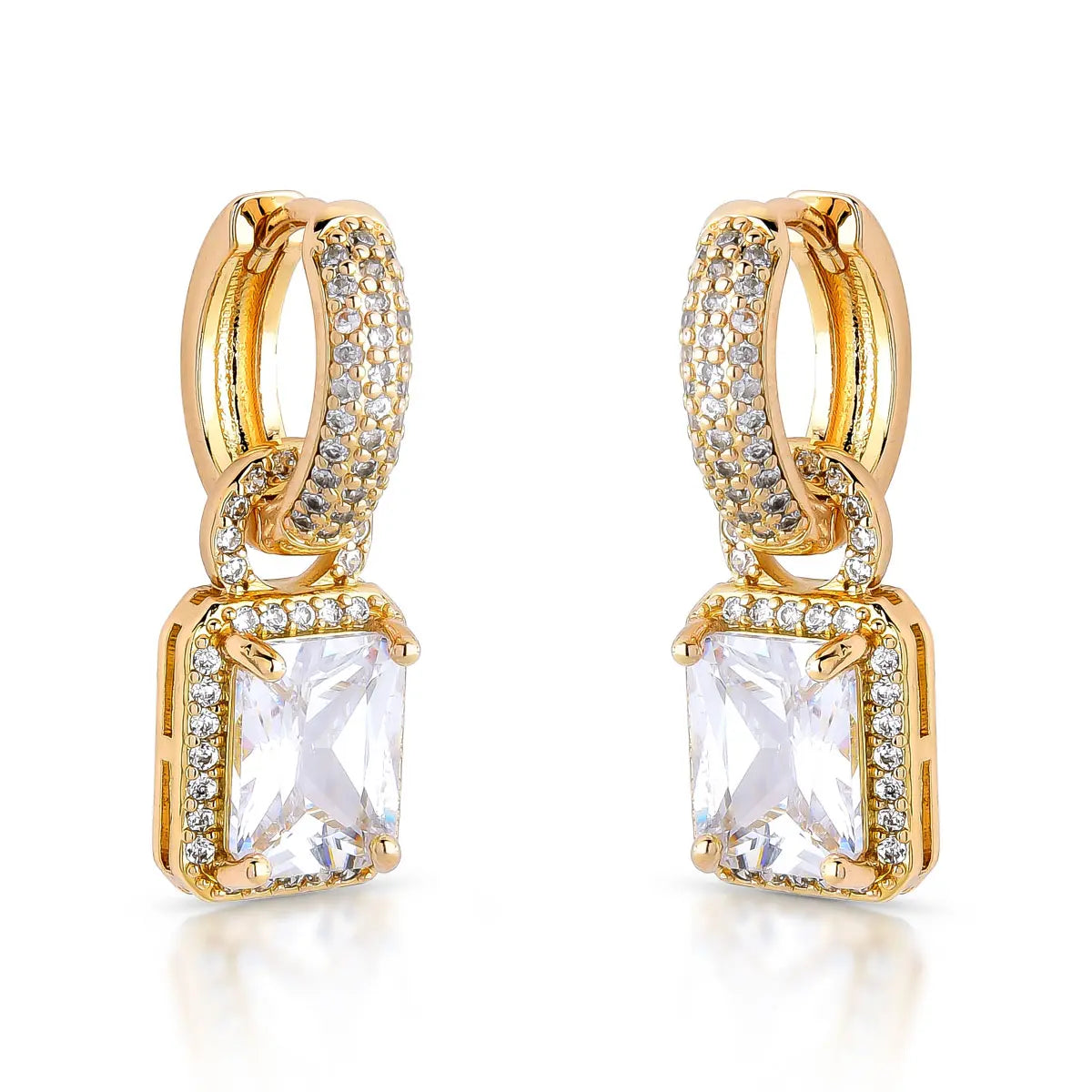 EARRING HOOPS SQUARE CUBIC ZIRCONIA