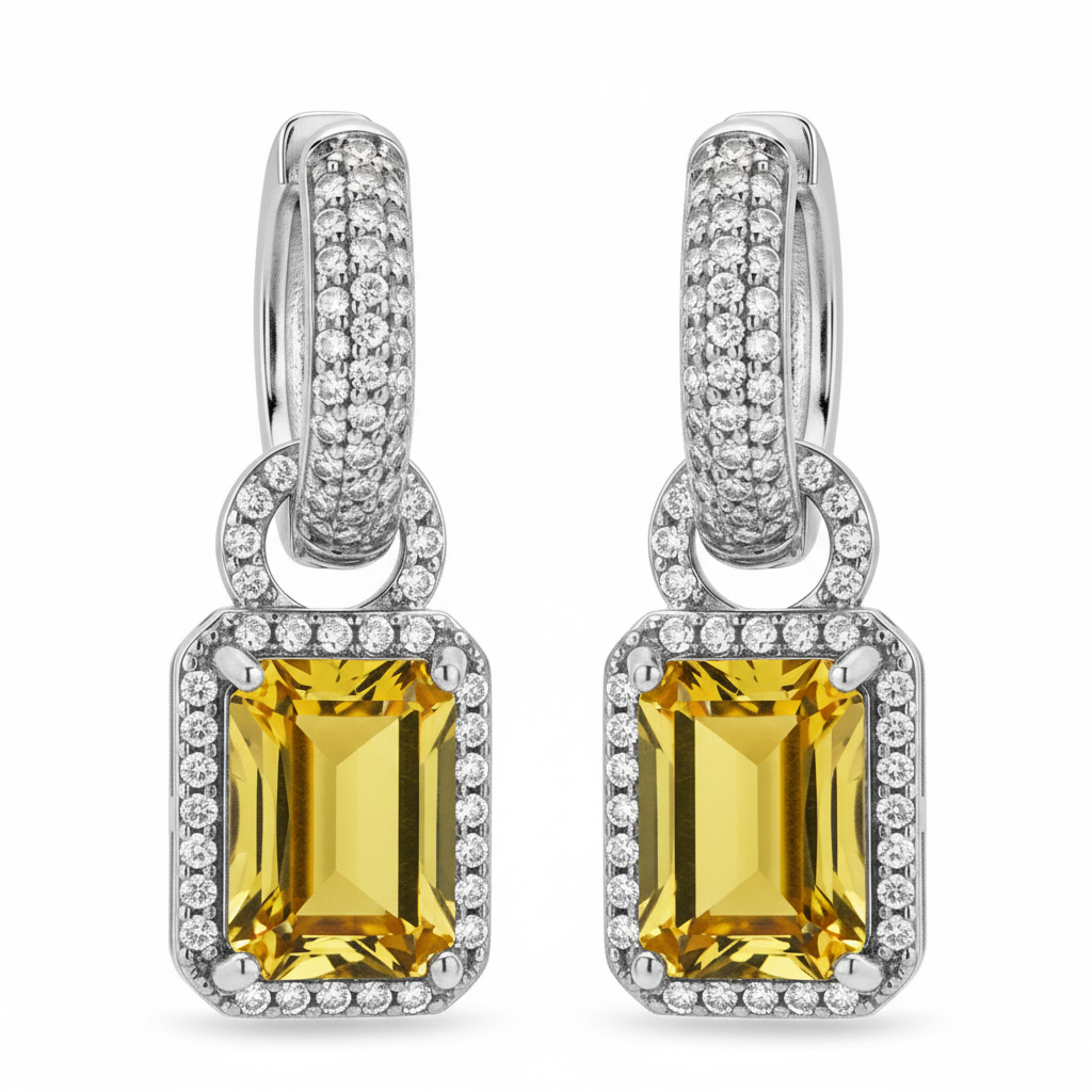 EARRING HOOPS SQUARE CUBIC ZIRCONIA