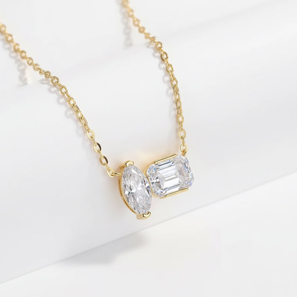 NECKLACE MARQUISE+EMERALD CUT MOISSANITES