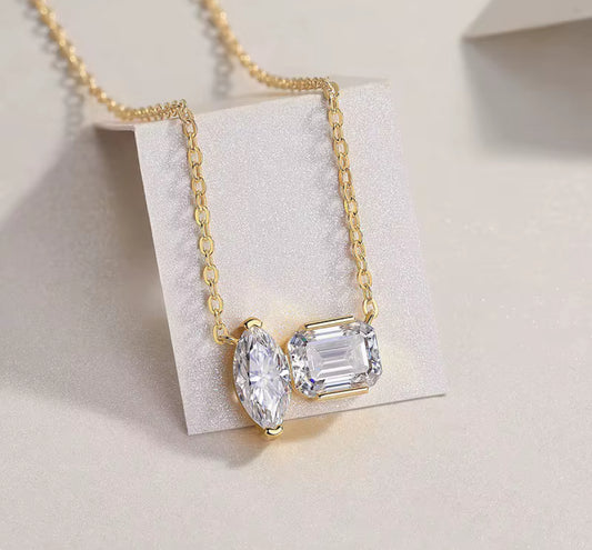 NECKLACE MARQUISE+EMERALD CUT MOISSANITES