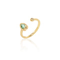 RING TEAR DROP GREEN CRYSTALS ADJUSTABLE