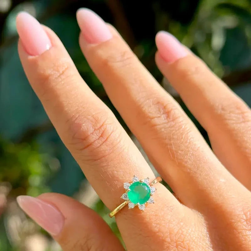 RING ROUND GREEN EMERALD FUSION CRYSTAL