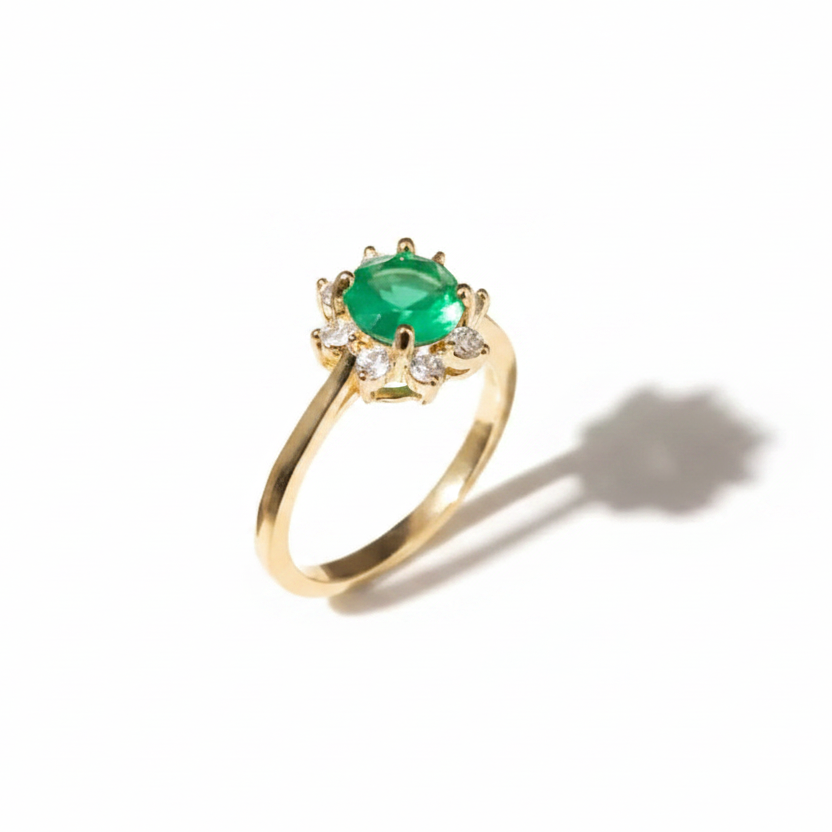 RING ROUND GREEN EMERALD FUSION CRYSTAL