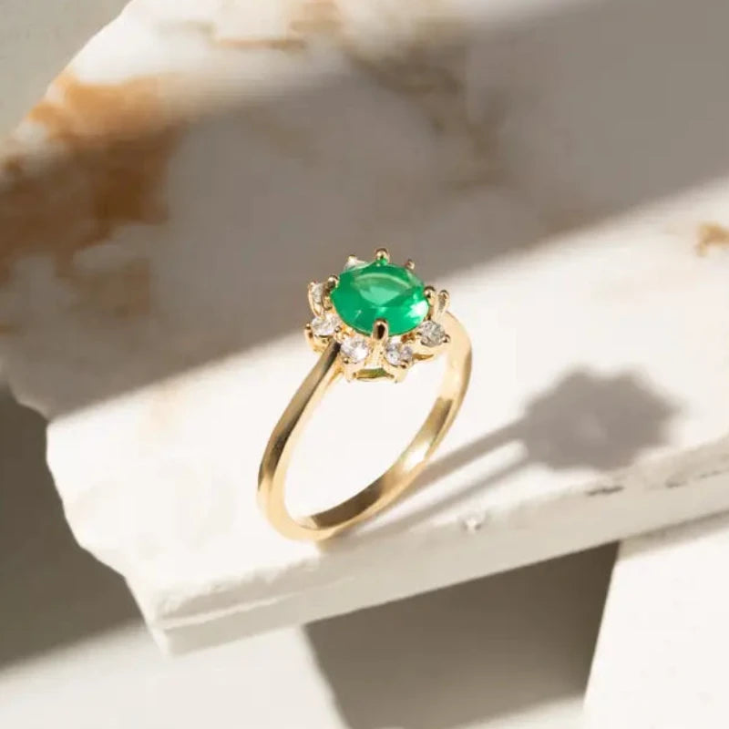 RING ROUND GREEN EMERALD FUSION CRYSTAL