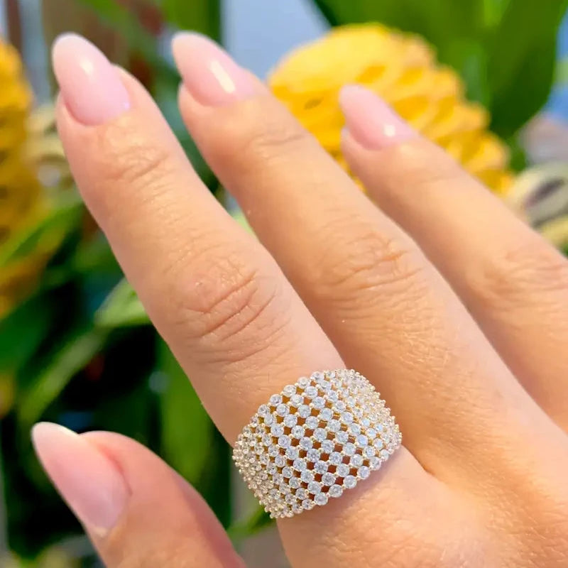 RING CLASSY CUBIC ZIRCONIA STUDDED