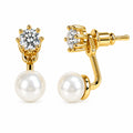 EARRINGS EAR JACKET CUBIC ZIRCONIA AND PEARL