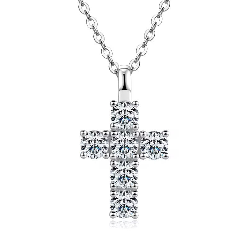 NECKLACE CROSS 3.5MM MOISSANITES