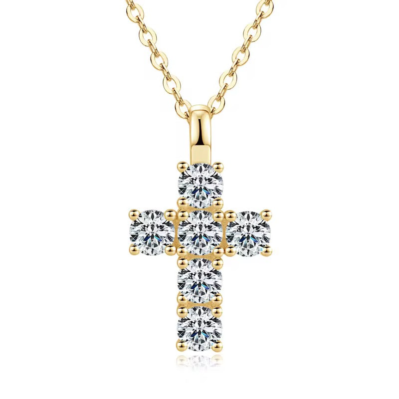 NECKLACE CROSS 3.5MM MOISSANITES