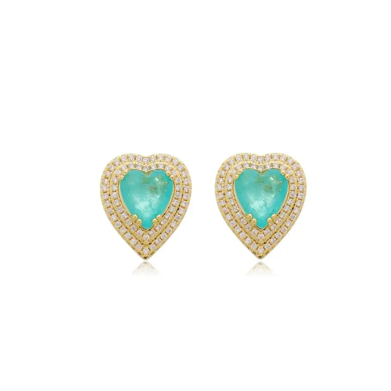 EARRINGS HEART FUSION WITH MICRO CUBIC ZIRCON