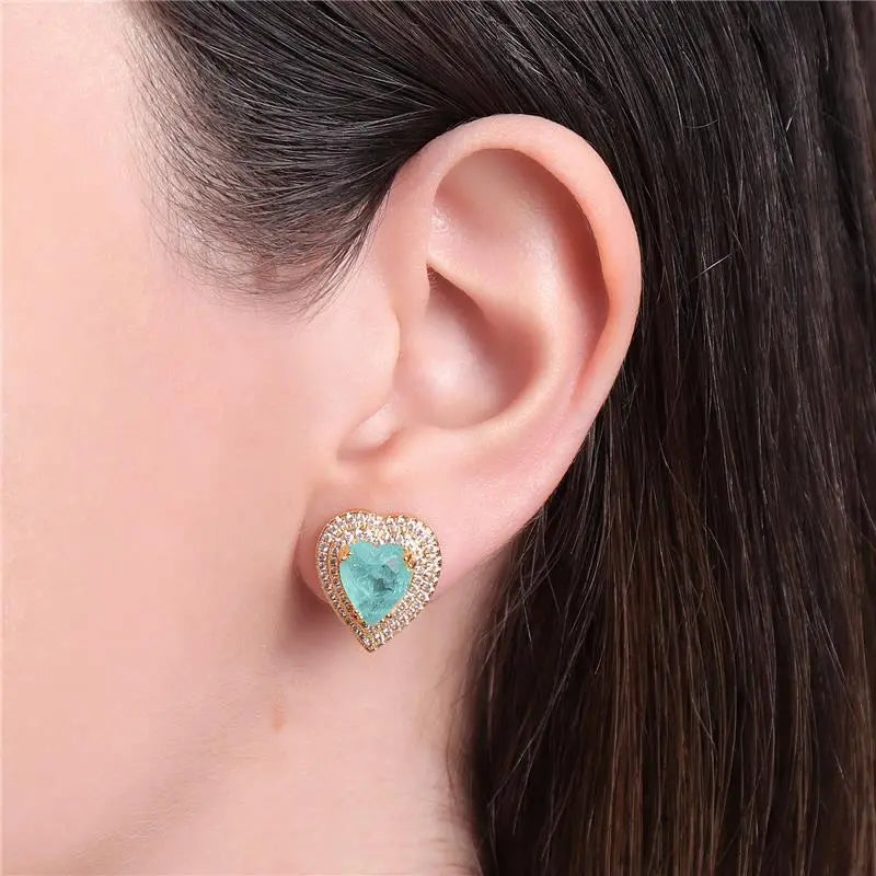 EARRINGS HEART FUSION WITH MICRO CUBIC ZIRCON