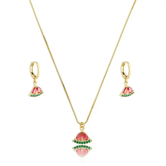 EARRINGS+NECKLACE KIDS JEWELRY SET WATERMELON