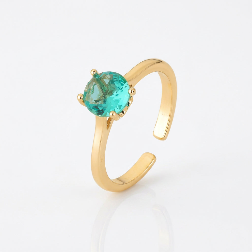 RING ADJUSTABLE TOURMALINE CRYSTAL SOLITAIRE