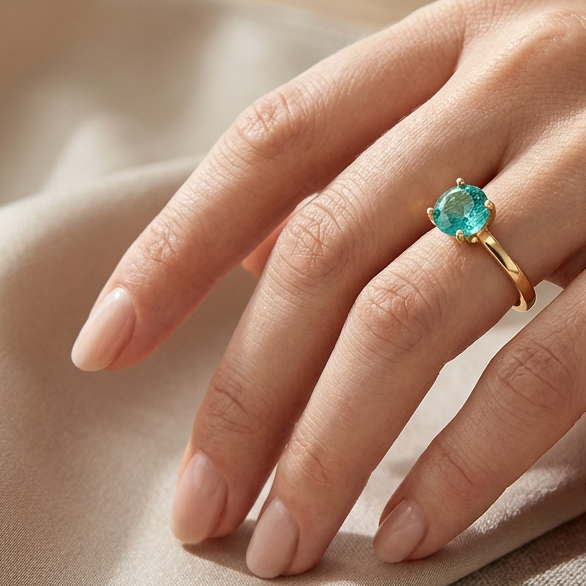 RING ADJUSTABLE TOURMALINE CRYSTAL SOLITAIRE