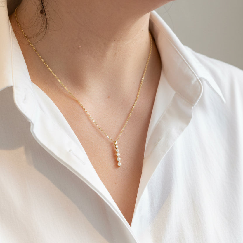 NECKLACE 5 MOISSANTES VERTICAL BAR