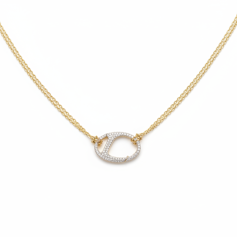 NECKLACE DUO PLATED CUBIC ZIRCONIA PENDANT