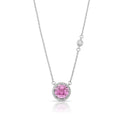 NECKLACE PINK FLOWER CUT CUBIC ZIRCONIA