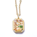 NECKLACE LOCKET RECTANGLE GLASS AND CRYSTALS