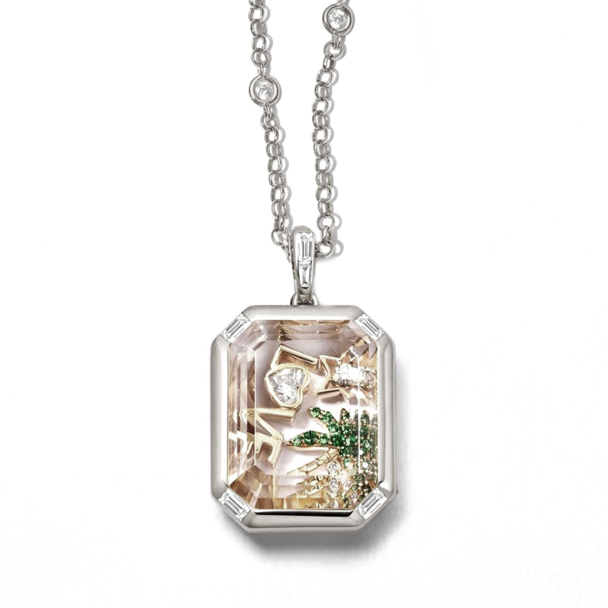 NECKLACE GLASS LOCKET RECTANGLE