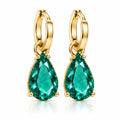 EARRING HOOPS TEARDROP GREEN