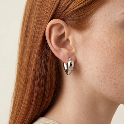 EARRING BUBBLE HEART HOOPS