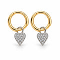 EARRING HOOPS HEART DUO PLATED GOLD/SILVER