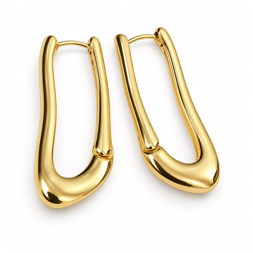 EARRING LONG ORGANIC HOOP